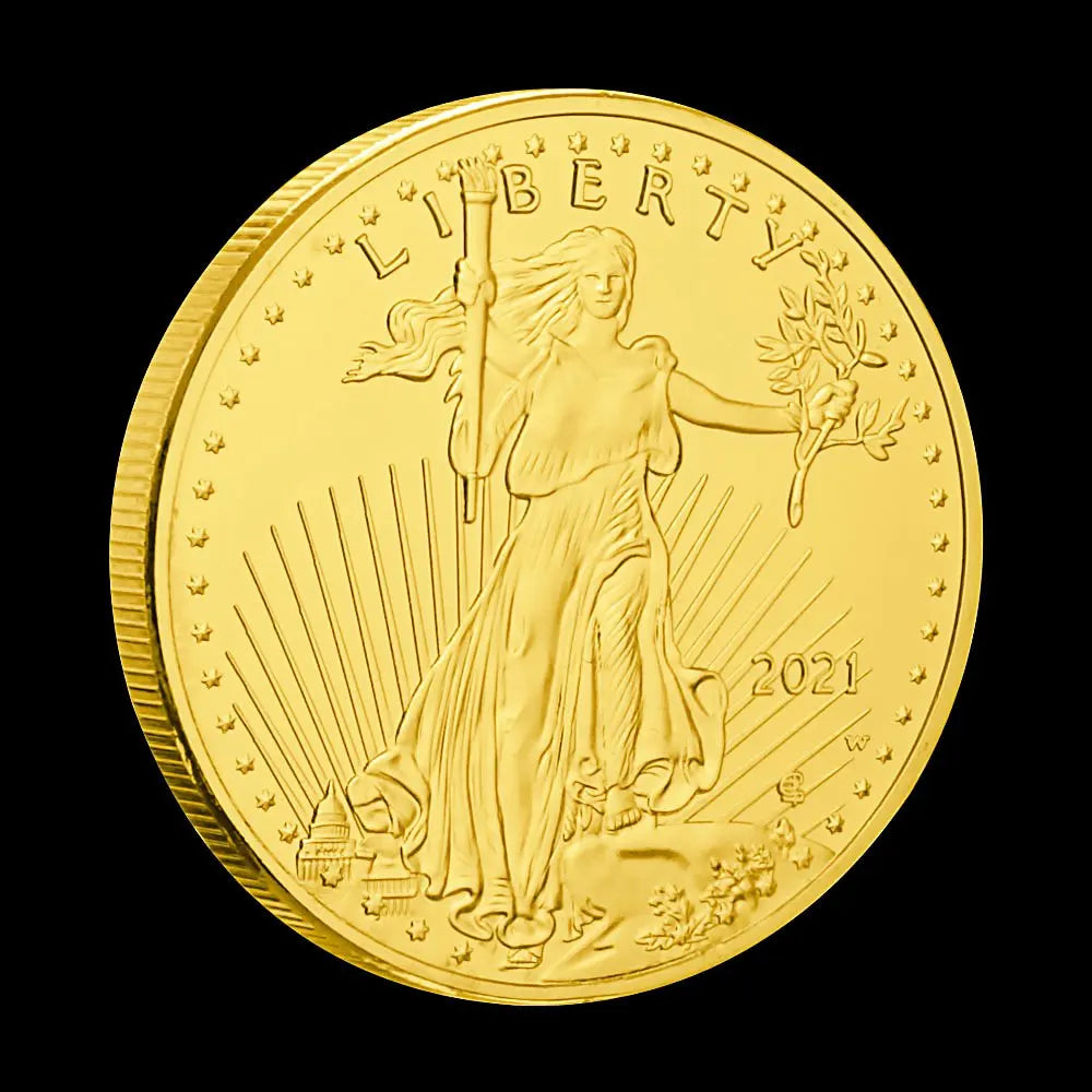 United States of America Statue of Liberty Souvenir Coin In God We Trust Eagle Pattern Gold Plated Commemorative Coin REPLICA 1636-Chinese Style Finds™