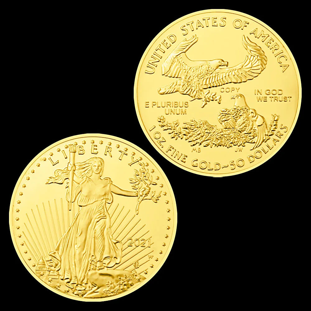 United States of America Statue of Liberty Souvenir Coin In God We Trust Eagle Pattern Gold Plated Commemorative Coin REPLICA 1636-Chinese Style Finds™