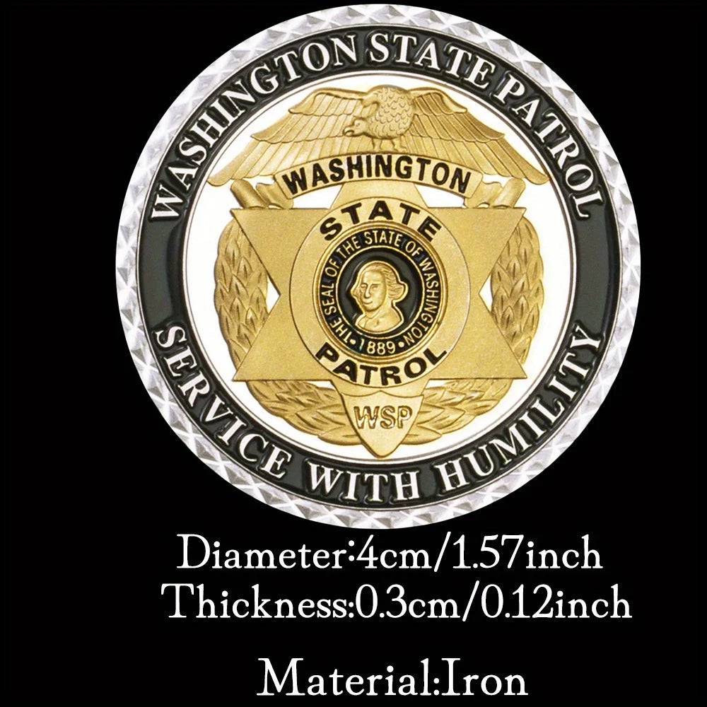 United States of America Washington State Patrol Collectible Silvery Plated Souvenir Saint Micheal Commemorative Coin 1329-Chinese Style Finds™