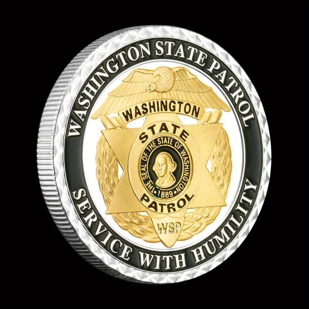 United States of America Washington State Patrol Collectible Silvery Plated Souvenir Saint Micheal Commemorative Coin 1329-Chinese Style Finds™