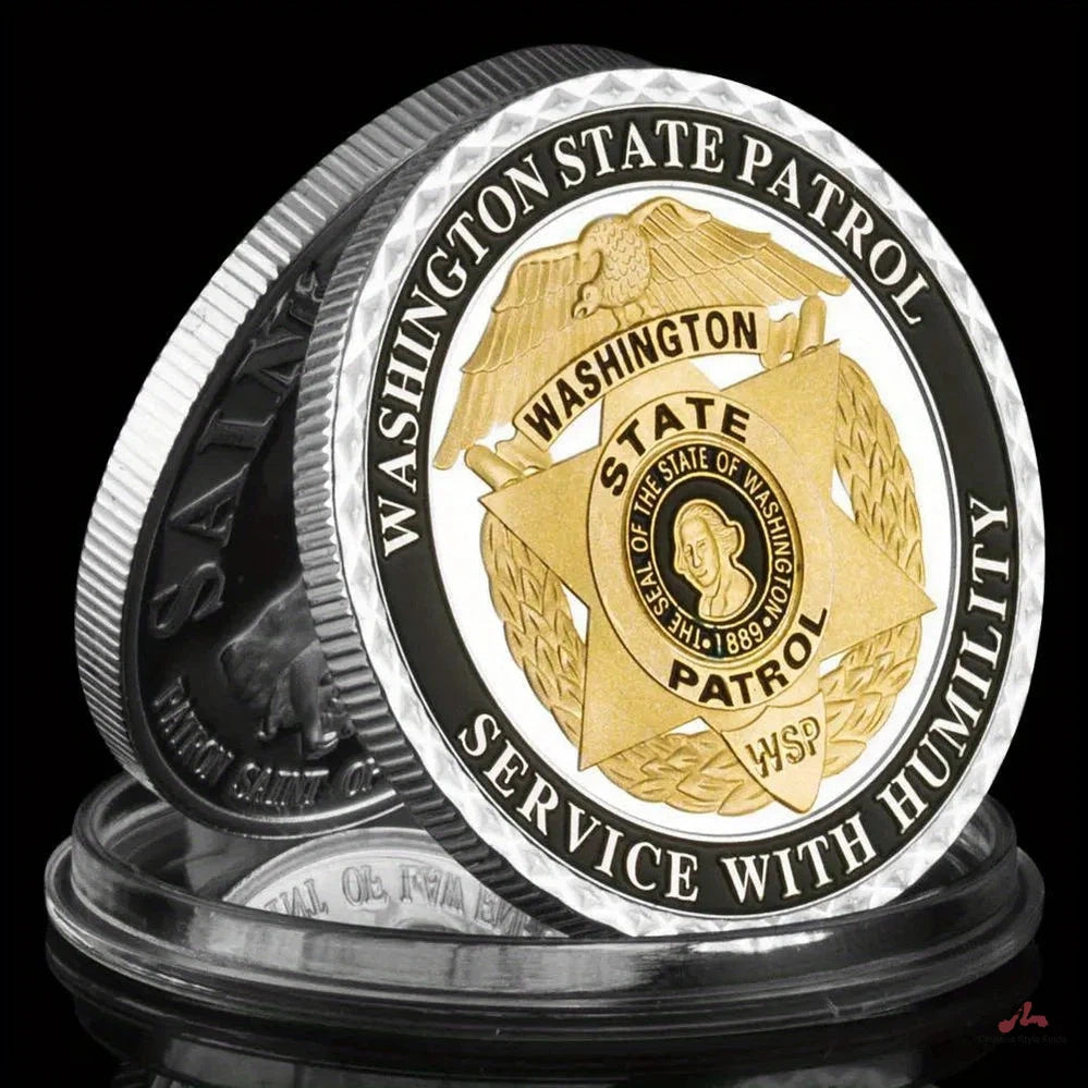 United States of America Washington State Patrol Collectible Silvery Plated Souvenir Saint Micheal Commemorative Coin 1329-Chinese Style Finds™