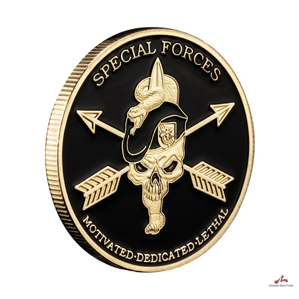 United StatesArmy Challenge Coin Green Beret Special Forces Souvenirs for Veterans Collectibles Golden Plated Commemorative Coin 1676-Chinese Style Finds™