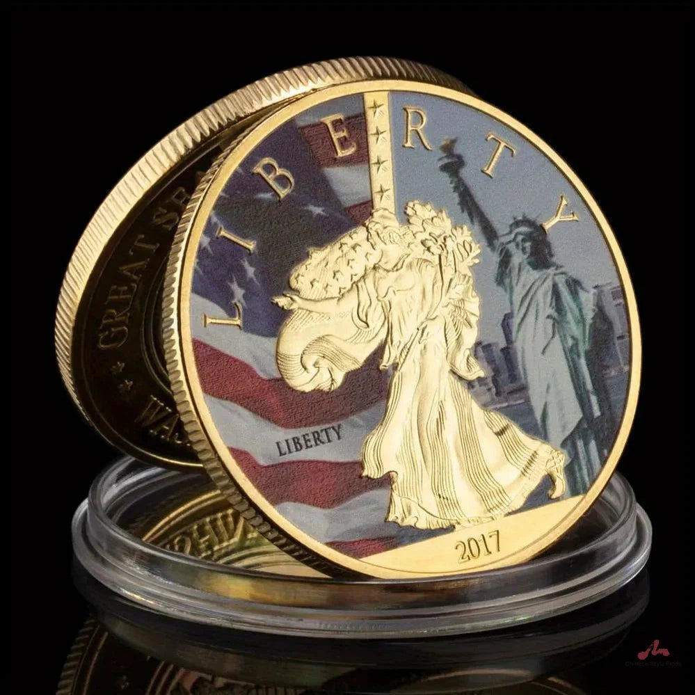 United Statesof America Statue of Liberty Souvenir Coin Golden Plated Collectible Gift Liberty Challenge Coin Commemorative Coin 1315-Chinese Style Finds™