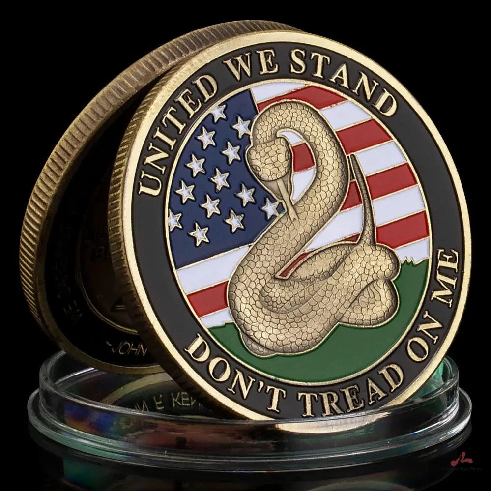 United We Stand Don't Tread on Me Challenge Coin Commemorative Coins Liberty Bell 1776 1695-Chinese Style Finds™