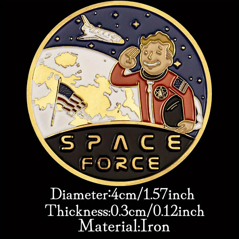 United states space force golden plated commemorative coin challenge coin 1349-Chinese Style Finds™