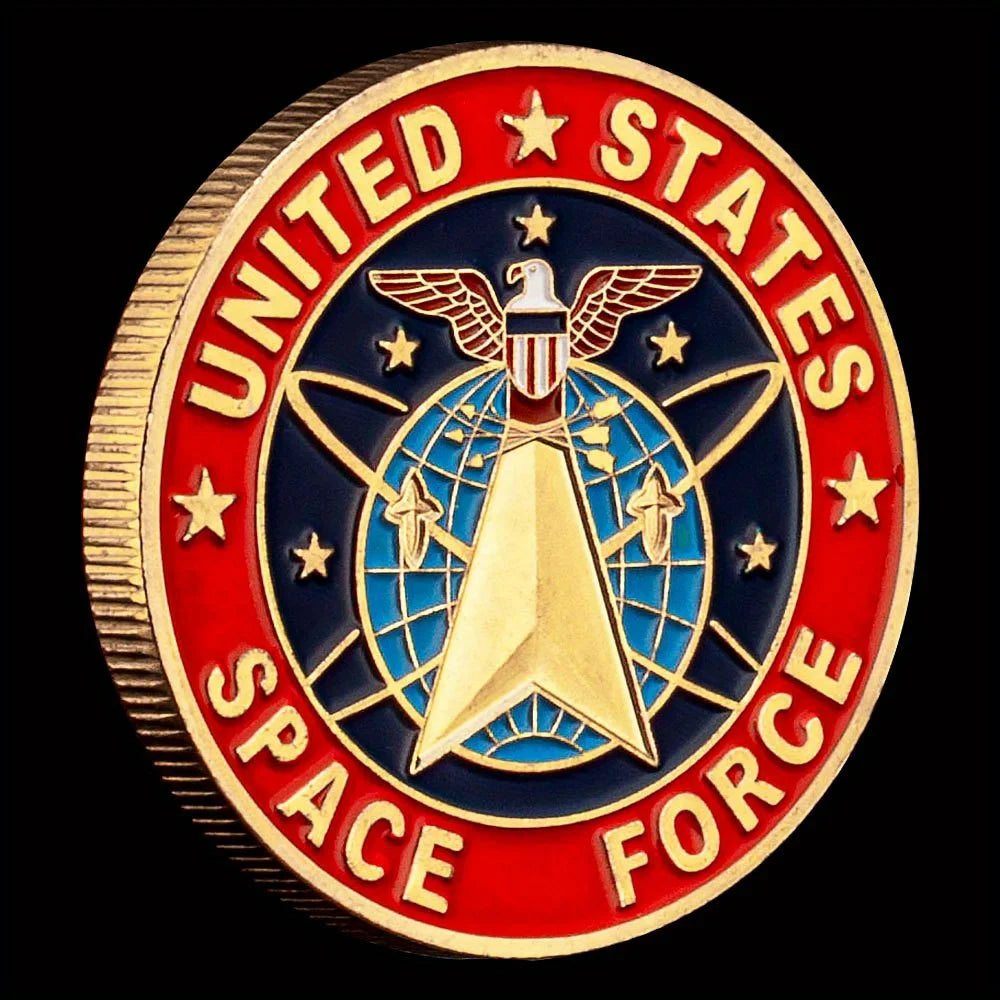 United states space force golden plated commemorative coin challenge coin 1349-Chinese Style Finds™