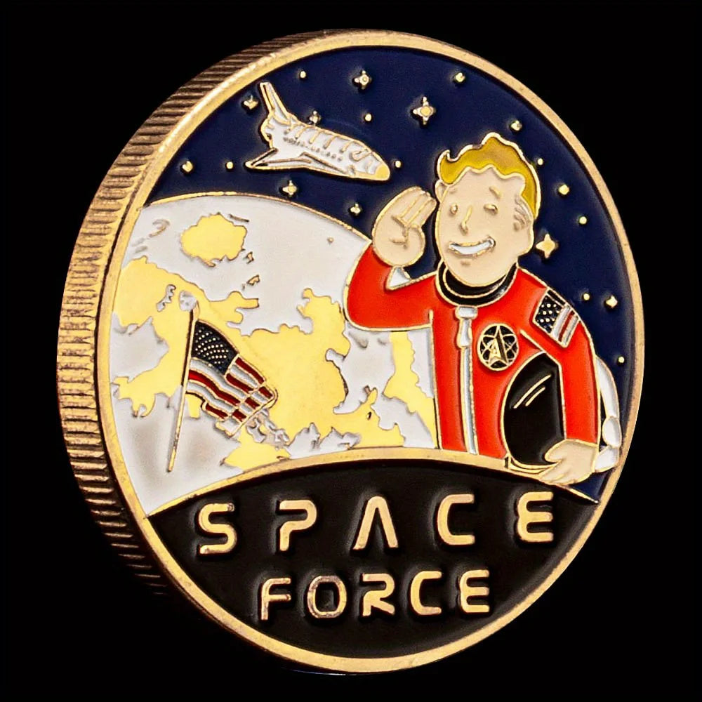 United states space force golden plated commemorative coin challenge coin 1349-Chinese Style Finds™