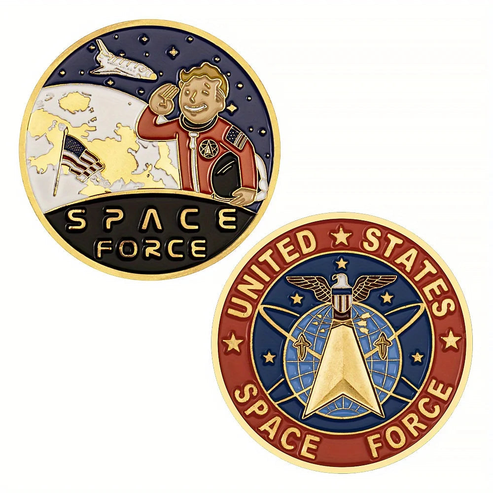 United states space force golden plated commemorative coin challenge coin 1349-Chinese Style Finds™