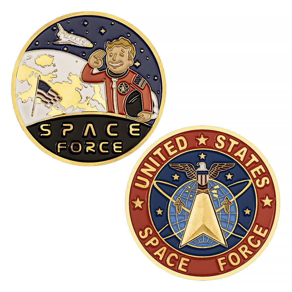 United states space force golden plated commemorative coin challenge coin 1349-Chinese Style Finds™