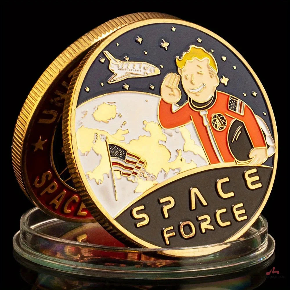 United states space force golden plated commemorative coin challenge coin 1349-Chinese Style Finds™