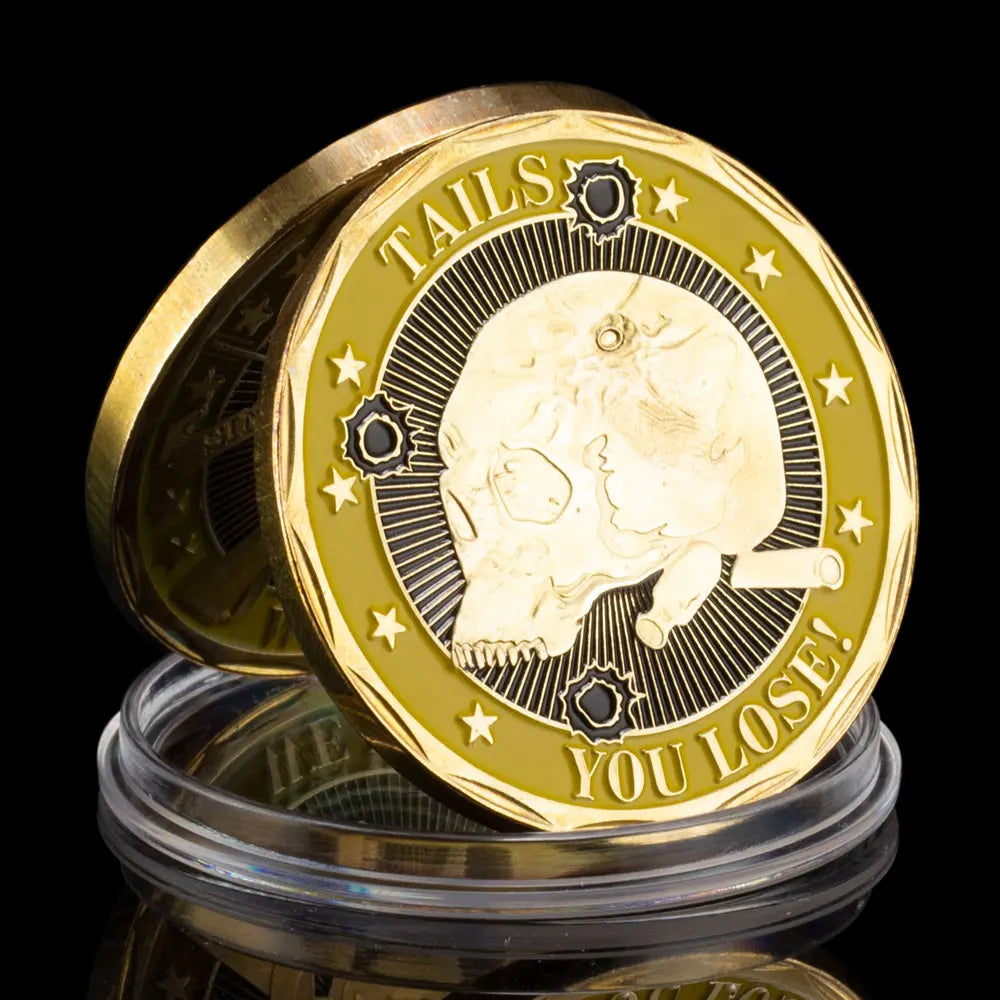 We Win/You Lose Souvenir Skull Pattern Commemorative Coin Head and Tail Golden Plated Gift Collection Art Challenge Coin 1534-Chinese Style Finds™