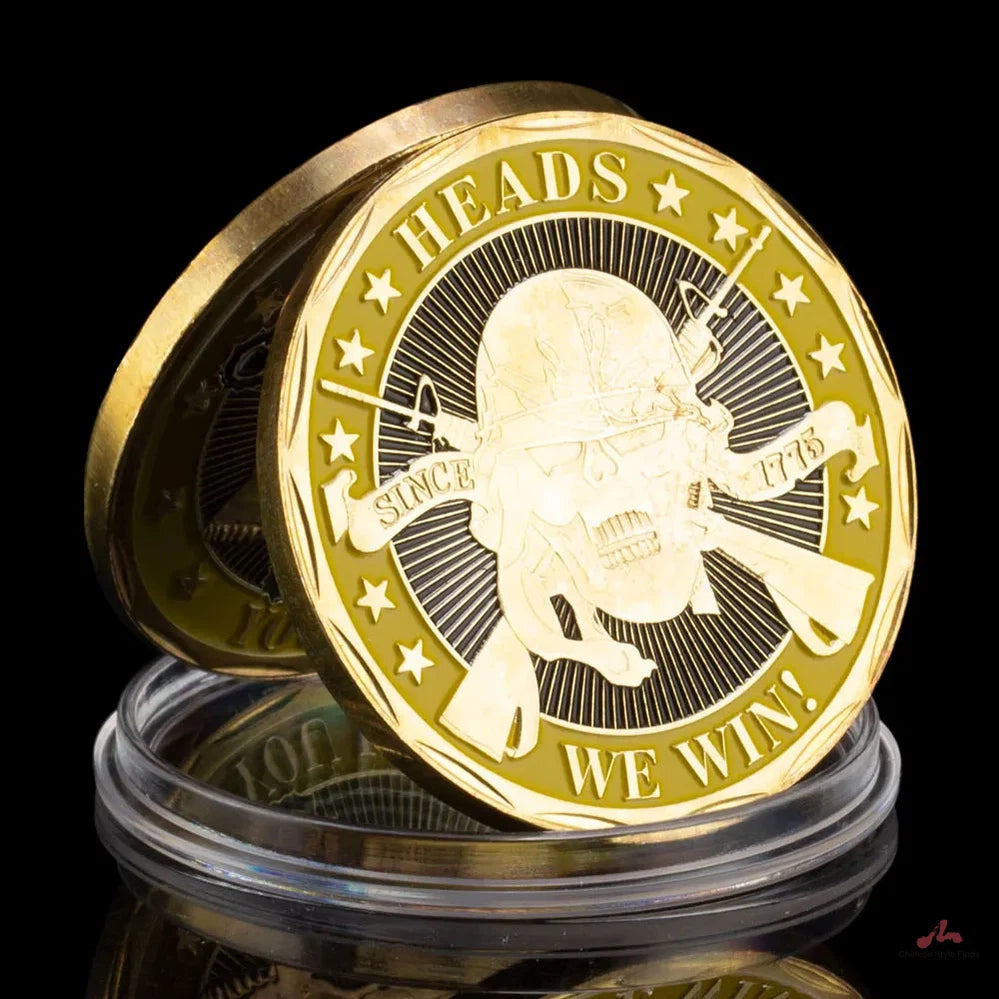 We Win/You Lose Souvenir Skull Pattern Commemorative Coin Head and Tail Golden Plated Gift Collection Art Challenge Coin 1534-Chinese Style Finds™