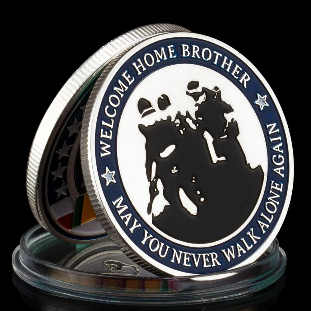 Welcome Home Brother Military Veteran Collectible Challenge Coin May You Never Walk Alone Again Silver Plated Commemorative Coin 1158-Chinese Style Finds™