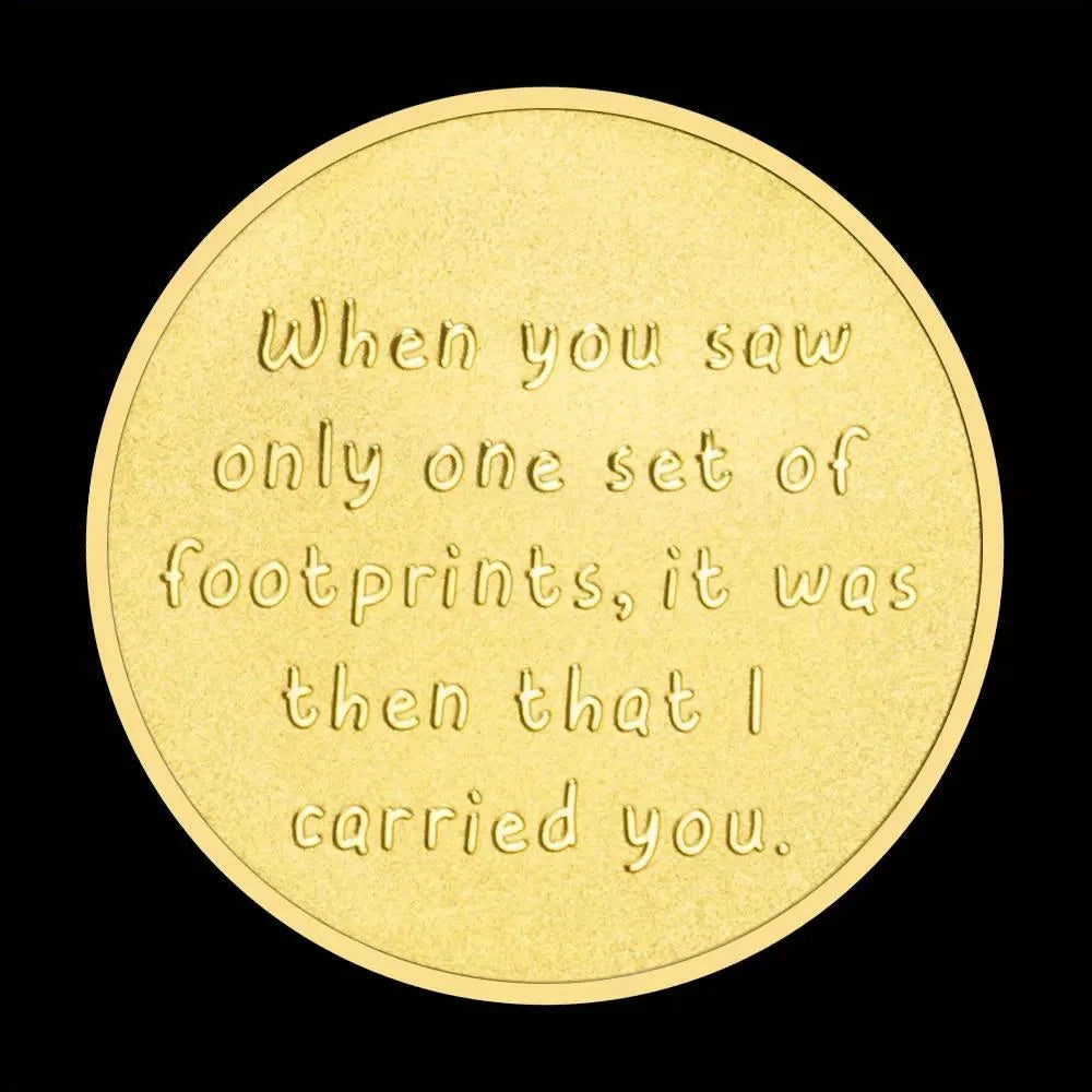 When You Saw Only One Set of Footprints, It Was Then That I Carried You Golden Plated Souvenir Coin Creative Gift 1340-Chinese Style Finds™