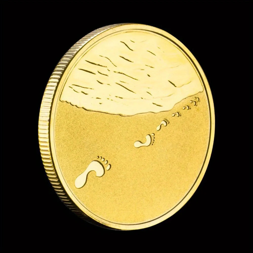 When You Saw Only One Set of Footprints, It Was Then That I Carried You Golden Plated Souvenir Coin Creative Gift 1340-Chinese Style Finds™