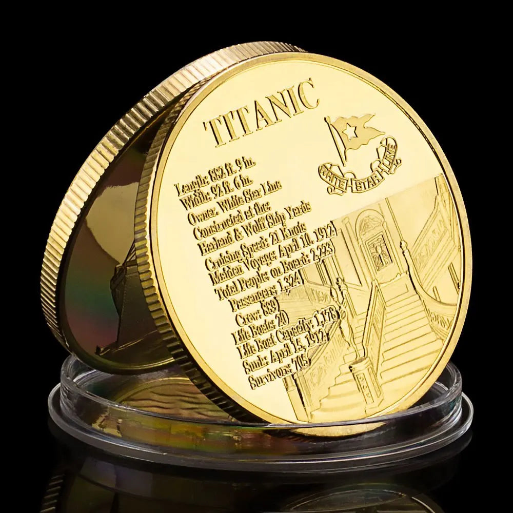 White Star Line Titanic The World's Largest Liner Collectible Golden Plated Souvenir Coin Collection Gift Commemorative Coin 1216-Chinese Style Finds™