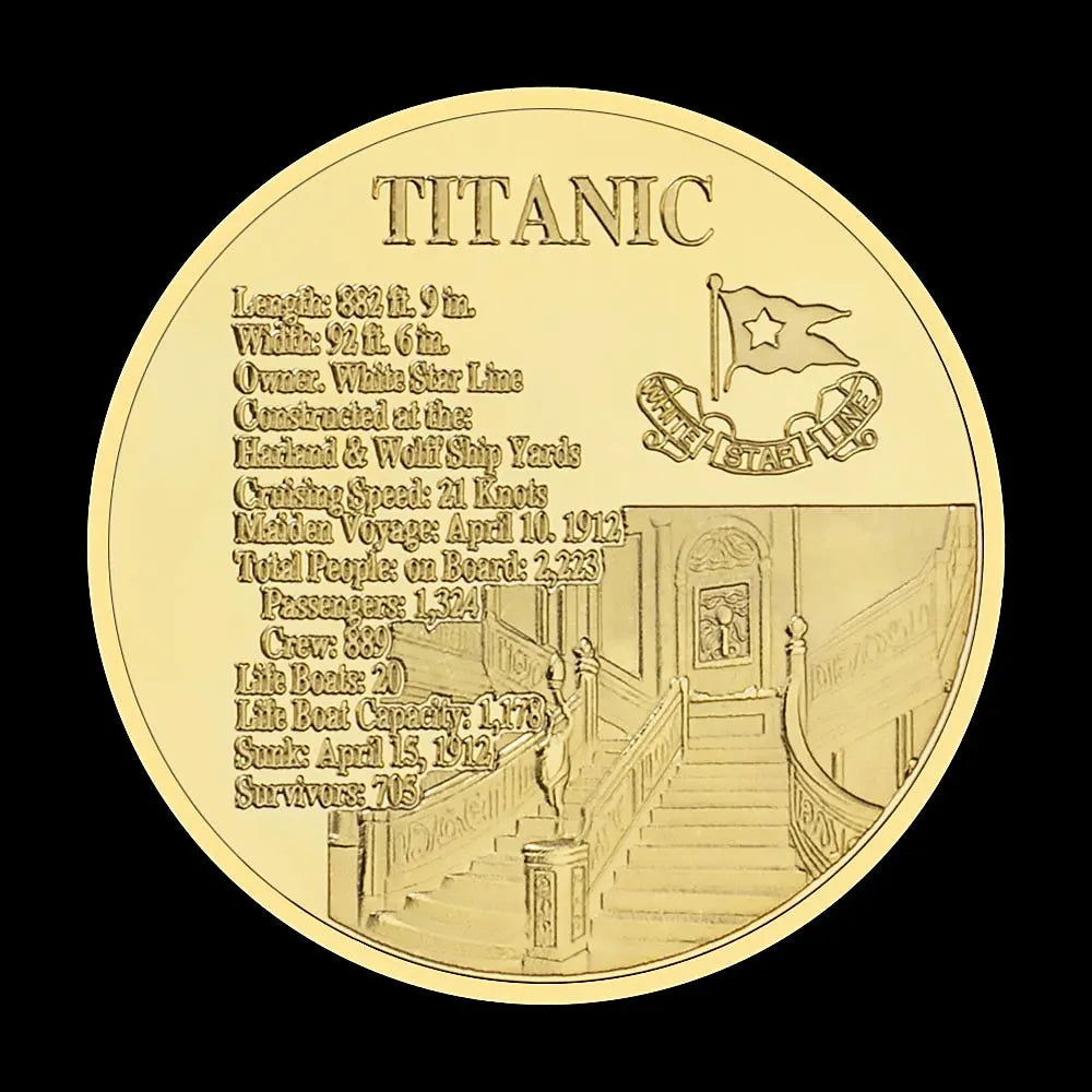 White Star Line Titanic The World's Largest Liner Collectible Golden Plated Souvenir Coin Collection Gift Commemorative Coin 1216-Chinese Style Finds™