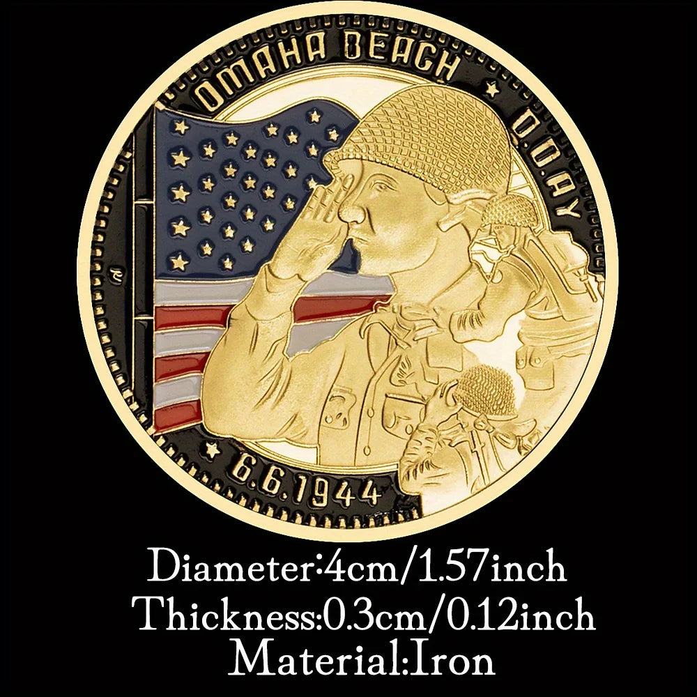 World War II Souvenir Coin 6.6.1944 Omaha Beach Commemorative Coin Normandy Landing Collection Art Golden Plated Challenge Coin 1381-Chinese Style Finds™