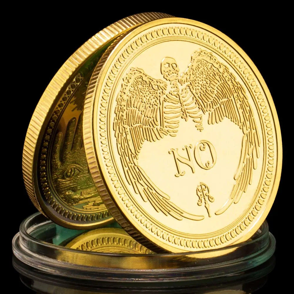 Yes or No Prediction Decision Coin Ouija All-Seeing Eye or Death Angel Gothic Gold Plated Metal Souvenir Commemorative Coins 1206-Chinese Style Finds™