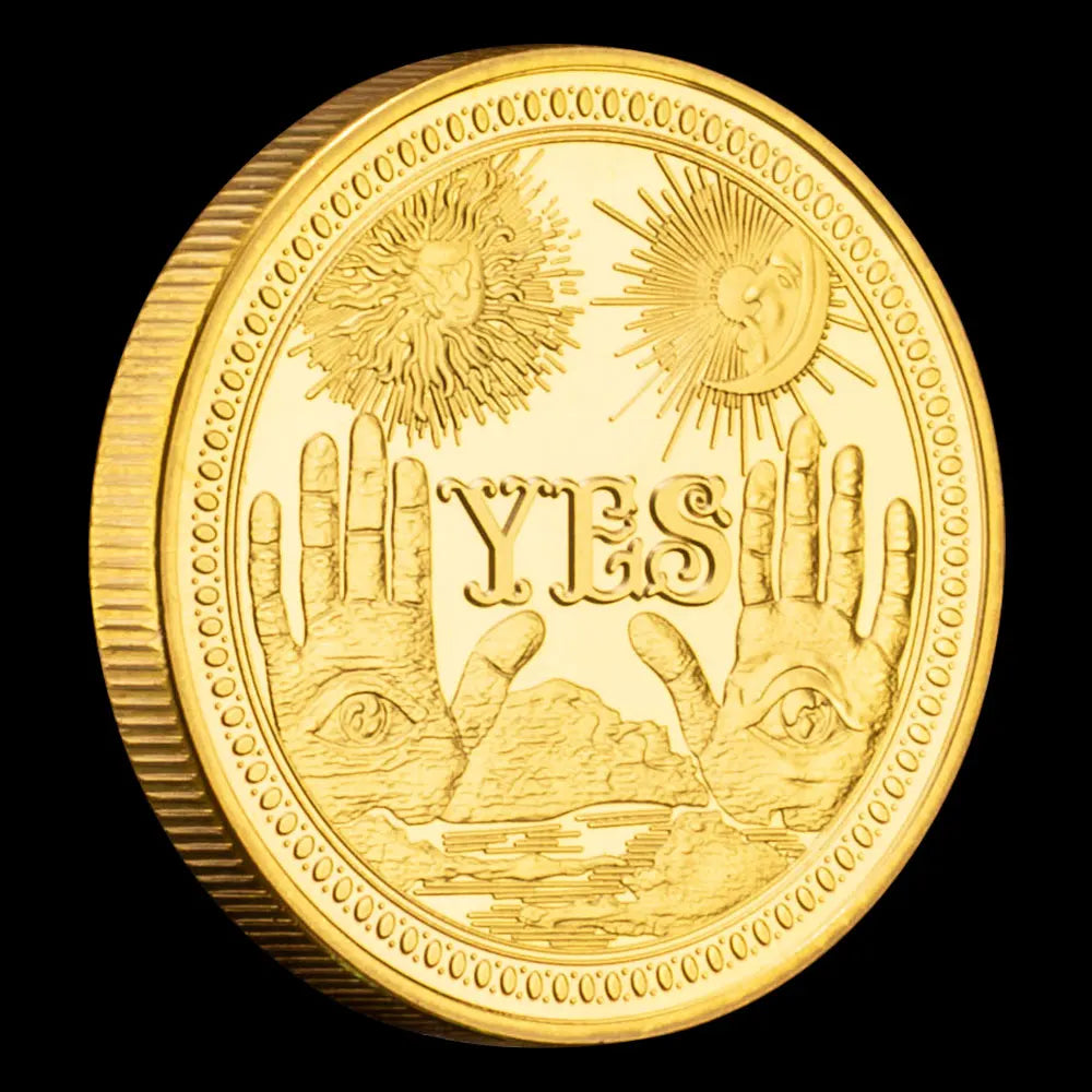 Yes or No Prediction Decision Coin Ouija All-Seeing Eye or Death Angel Gothic Gold Plated Metal Souvenir Commemorative Coins 1206-Chinese Style Finds™