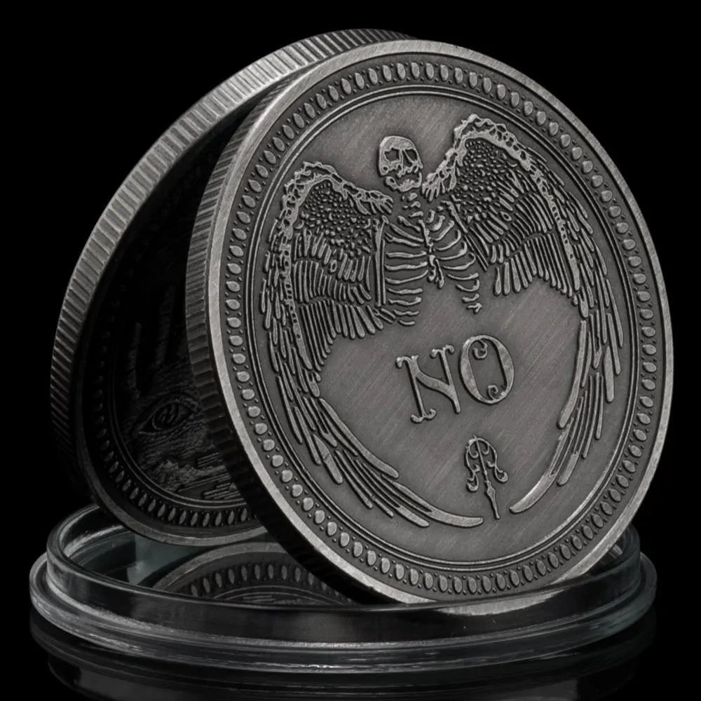 Yes or No Prediction Decision Coin Ouija All-Seeing Eye or Death Angel Gothic Silvery Plated Coin Souvenir Commemorative Coin 1707-Chinese Style Finds™