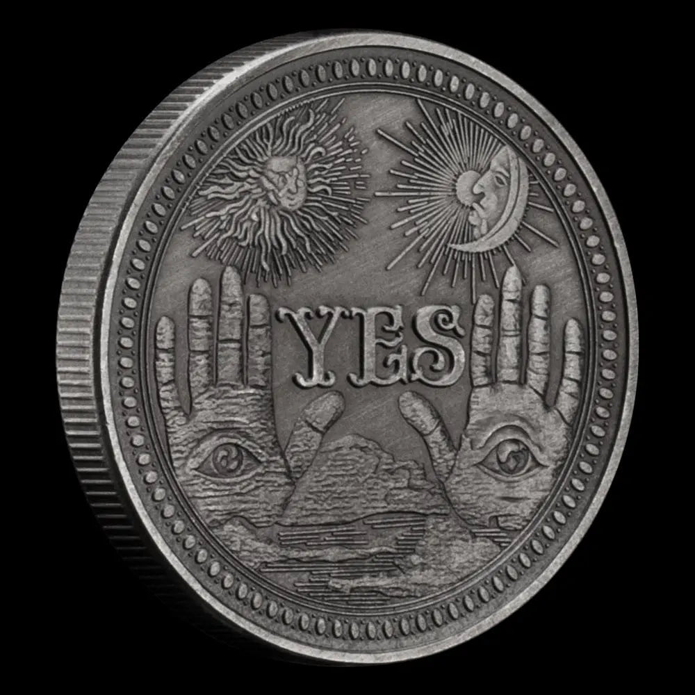 Yes or No Prediction Decision Coin Ouija All-Seeing Eye or Death Angel Gothic Silvery Plated Coin Souvenir Commemorative Coin 1707-Chinese Style Finds™