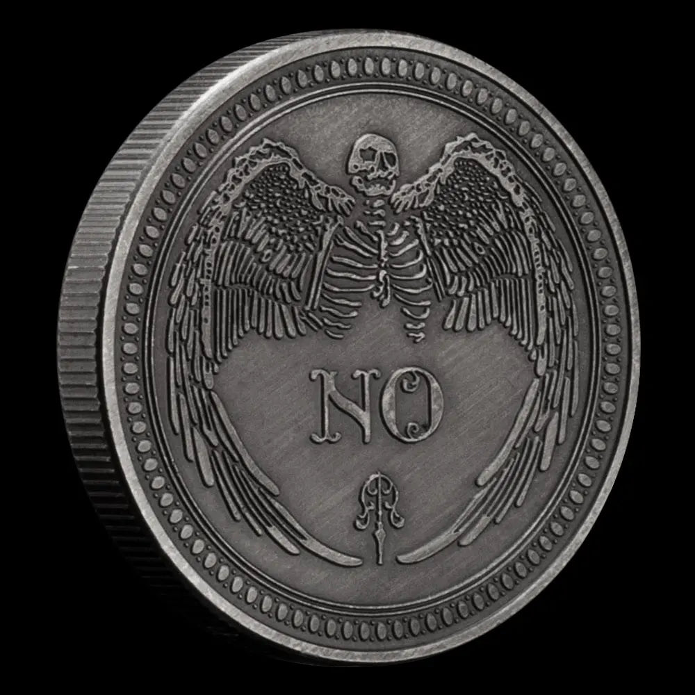 Yes or No Prediction Decision Coin Ouija All-Seeing Eye or Death Angel Gothic Silvery Plated Coin Souvenir Commemorative Coin 1707-Chinese Style Finds™