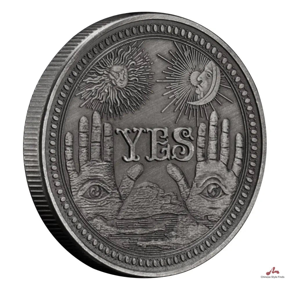 Yes or No Prediction Decision Coin Ouija All-Seeing Eye or Death Angel Gothic Silvery Plated Coin Souvenir Commemorative Coin 1707-Chinese Style Finds™