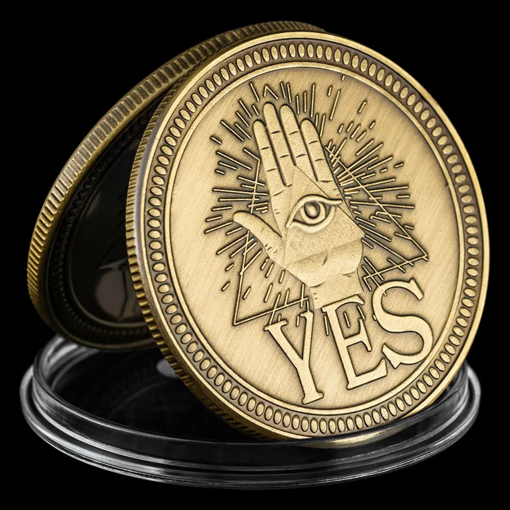 Yes or No Prediction Decision Coin Ouija All-Seeing Eye or Death Gothic Copper Plated Coin Souvenir Commemorative Coin 1387-Chinese Style Finds™