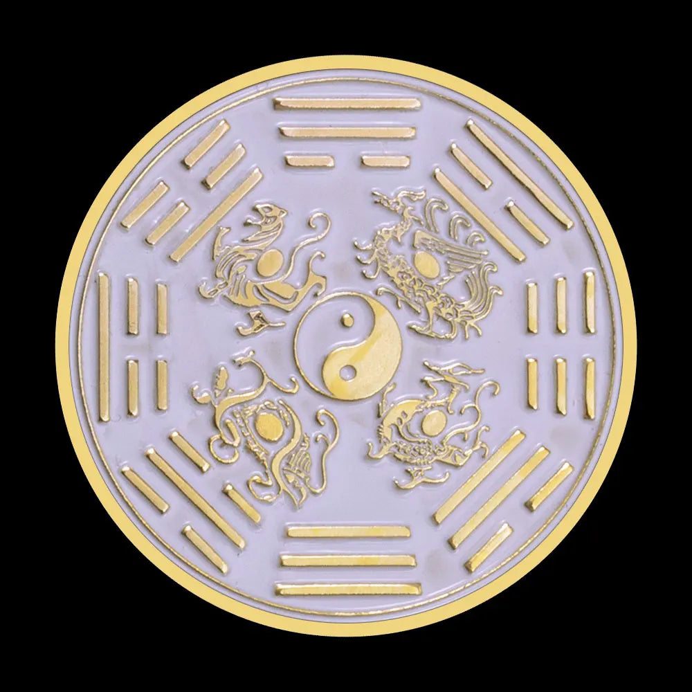 Ying and Yang The Two Opposing Principles In Nature Souvenir Gift Scorpion Golden Plated Coin Tai Chi Bring You Good Luck 1437-Chinese Style Finds™