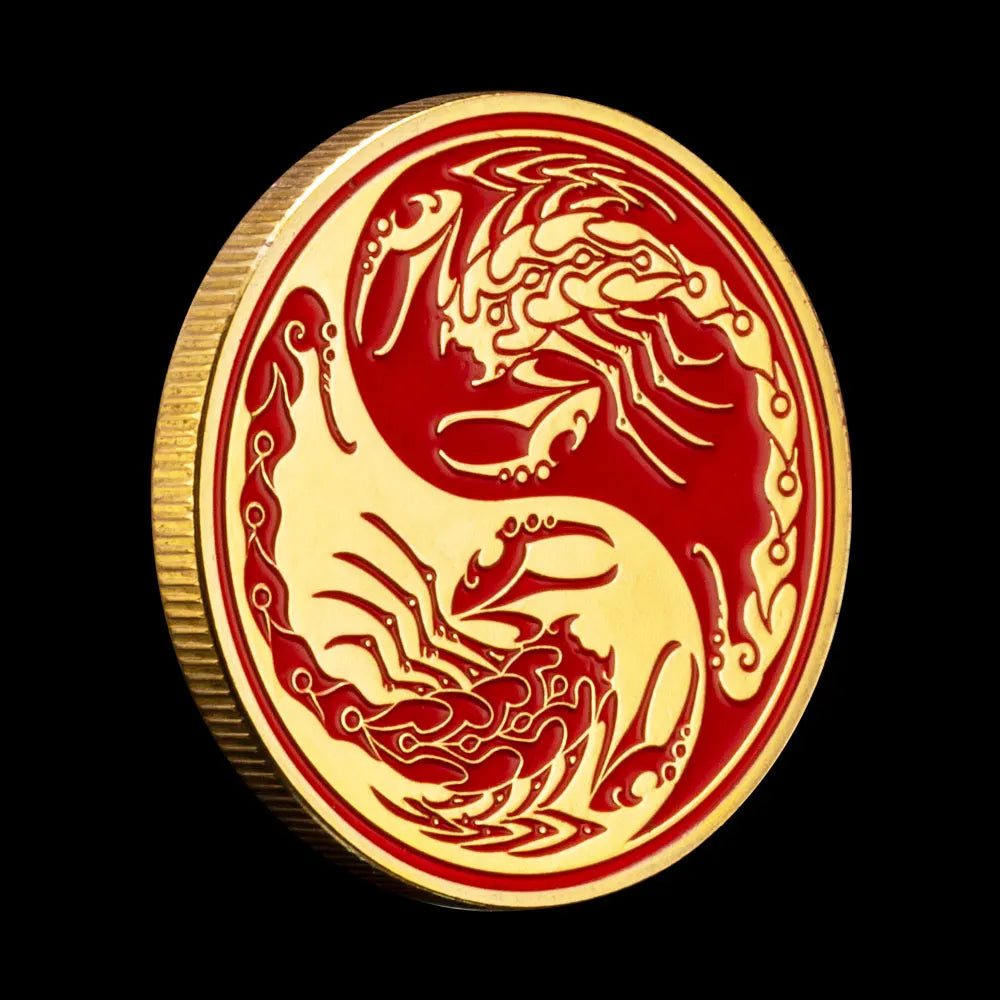 Ying and Yang The Two Opposing Principles In Nature Souvenir Gift Scorpion Golden Plated Coin Tai Chi Bring You Good Luck 1437-Chinese Style Finds™