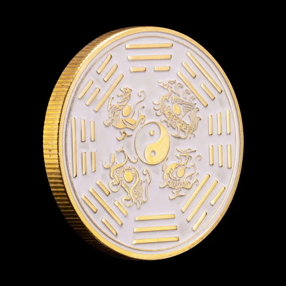 Ying and Yang The Two Opposing Principles In Nature Souvenir Gift Scorpion Golden Plated Coin Tai Chi Bring You Good Luck 1437-Chinese Style Finds™