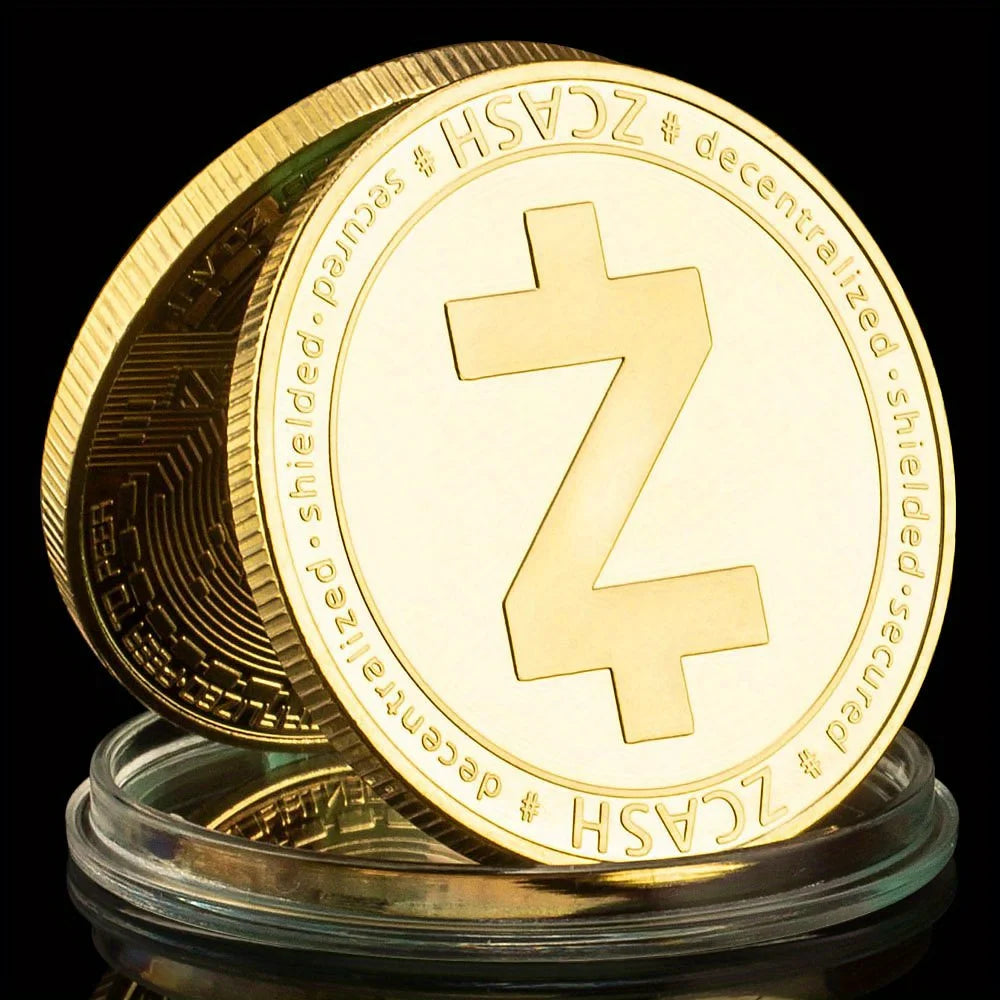 Zcash Crypto Coins Golden Plated Souvenirs and Gift Ideas ZEC Physical Cryptocurrency Coin Home Decorations Commemorative Coin 1405-Chinese Style Finds™