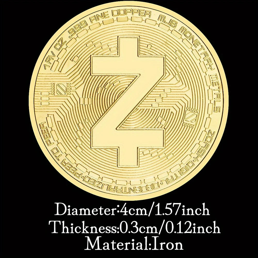 Zcash Crypto Coins Golden Plated Souvenirs and Gift Ideas ZEC Physical Cryptocurrency Coin Home Decorations Commemorative Coin 1405-Chinese Style Finds™