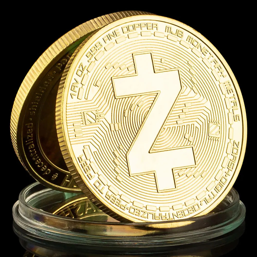 Zcash Crypto Coins Golden Plated Souvenirs and Gift Ideas ZEC Physical Cryptocurrency Coin Home Decorations Commemorative Coin 1405-Chinese Style Finds™