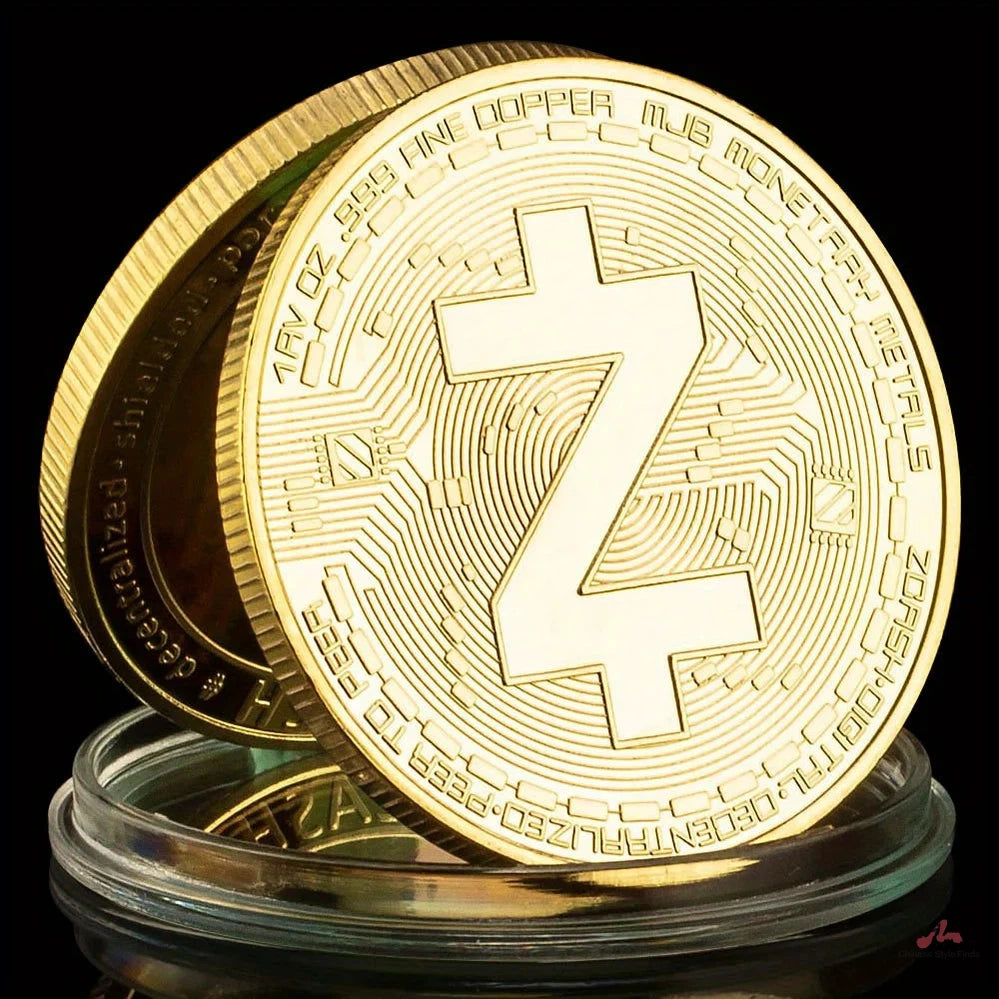 Zcash Crypto Coins Golden Plated Souvenirs and Gift Ideas ZEC Physical Cryptocurrency Coin Home Decorations Commemorative Coin 1405-Chinese Style Finds™