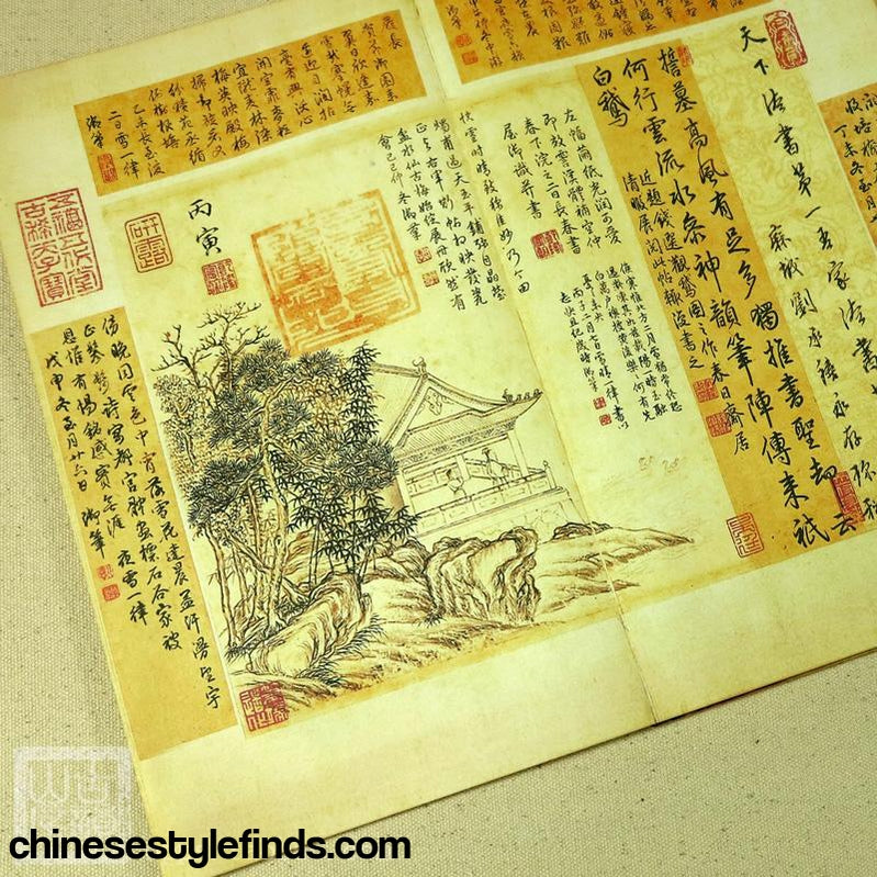 Handmade Antique Arts Copybook Wang Xizhi 王羲之书法快雪时晴帖 书法行书字帖 三希堂宣纸手工法帖-Chinese Style Finds™