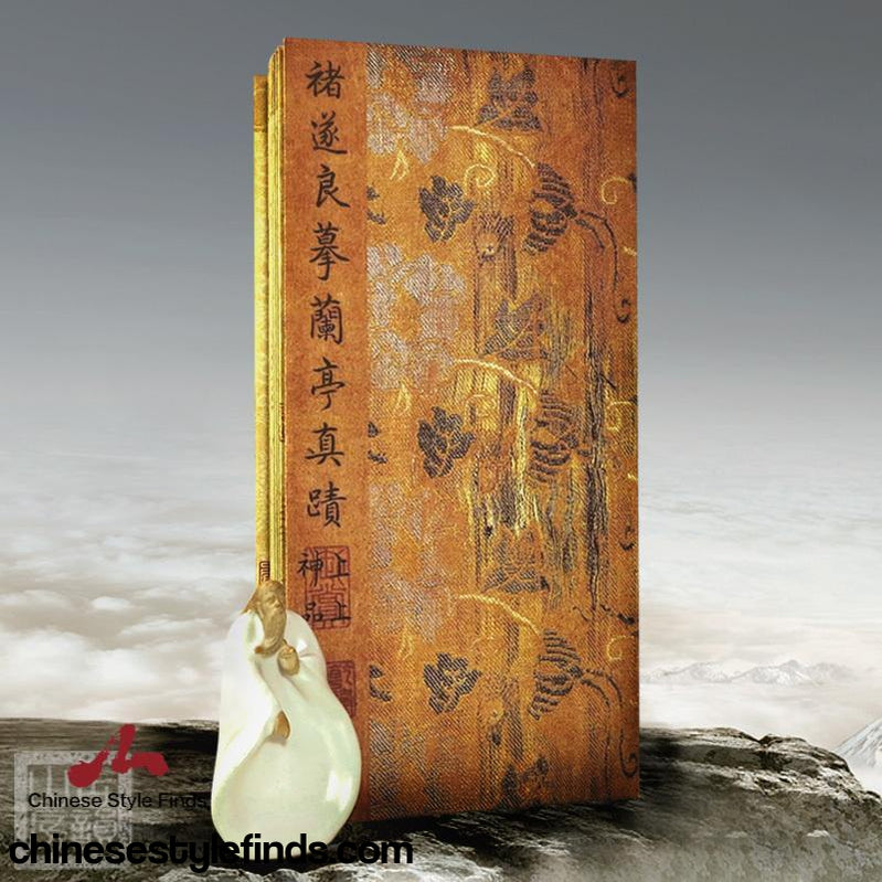 Handmade Antique Chinese Calligraphy Arts Copybook 褚遂良兰亭序兰亭八柱子第二 仿古宣纸行书书法字帖复古本-Chinese Style Finds™