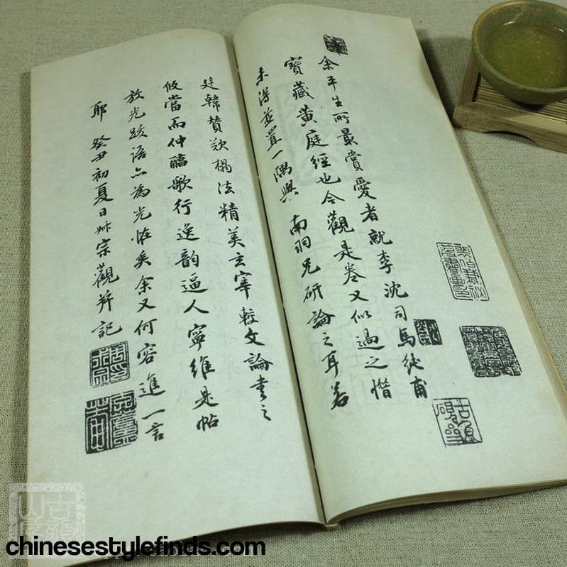 Handmade Antique Chinese Calligraphy Arts Copybook 王羲之小楷字帖书法宋拓全本 黄庭书法善本经书宣纸线装书-Chinese Style Finds™