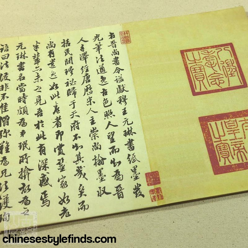 Handmade Antique Chinese Calligraphy Arts Copybook 王珣伯远帖 书法手工善本宣纸经折装字帖三希堂法帖-Chinese Style Finds™