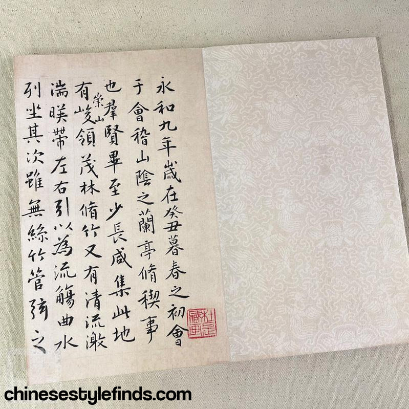 Handmade Antique Chinese Calligraphy Arts Copybook 文征明兰亭序行书字帖 手工书法宣纸经折本复古本-Chinese Style Finds™