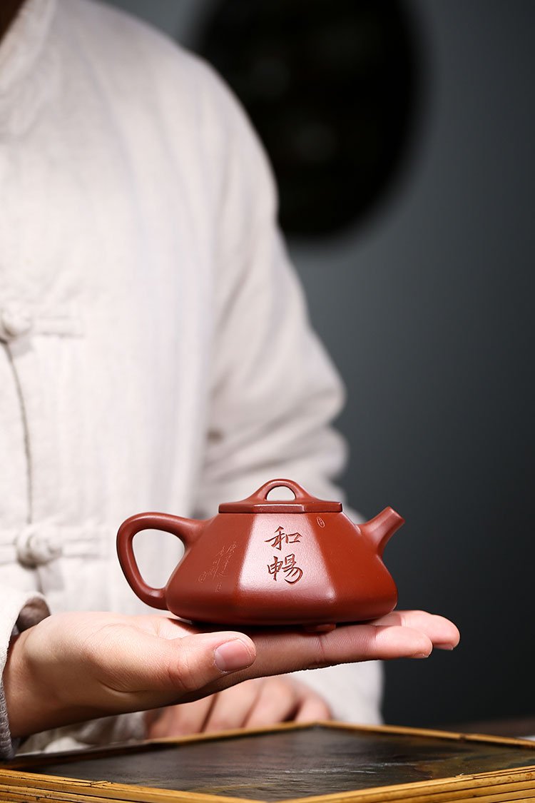 Handmade Yixing Teapot 150cc Purple Clay Zisha Pot Six Square Red Clay Tea Pot-Chinese Style Finds™