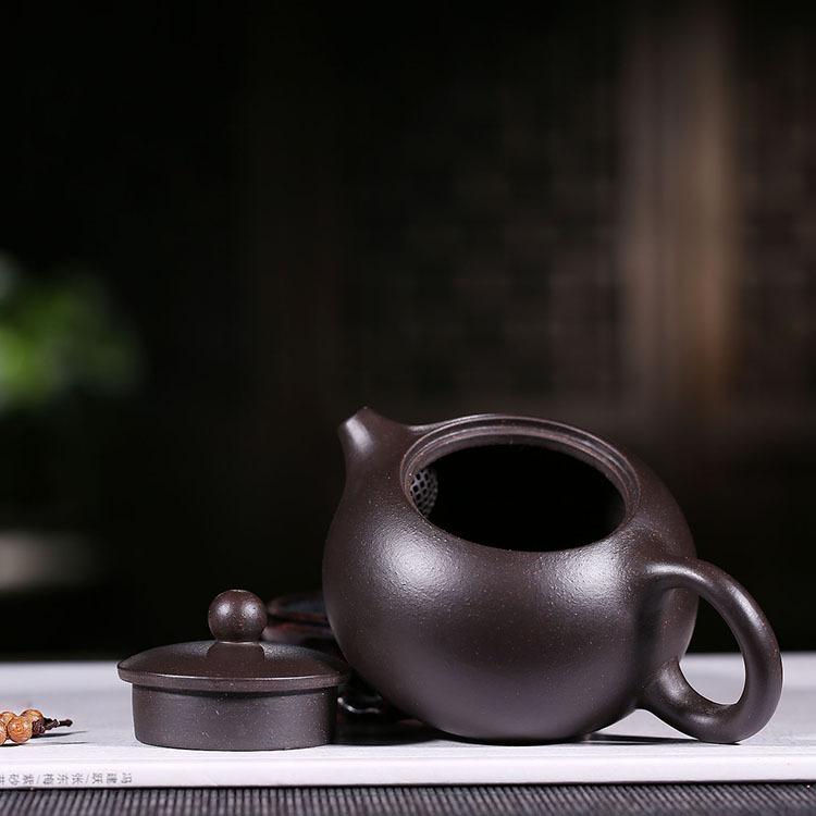 Handmade Yixing Teapot 170cc Purple Clay Zisha Pot Beauty Xishi Black Clay-Chinese Style Finds™