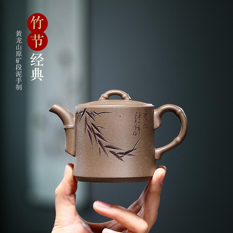 Handmade Yixing Teapot 200cc Purple Clay Zisha Pot Bamboo Duan Clay-Chinese Style Finds™