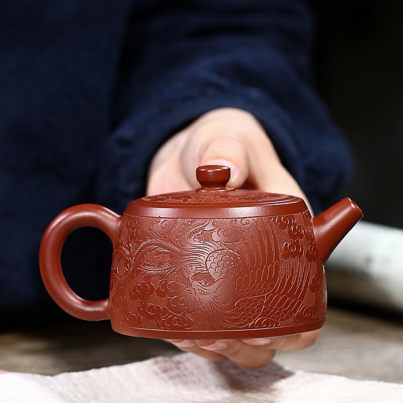 Handmade Yixing Teapot 200cc Purple Clay Zisha Pot Dragon Phoenix Tea Pot-Chinese Style Finds™