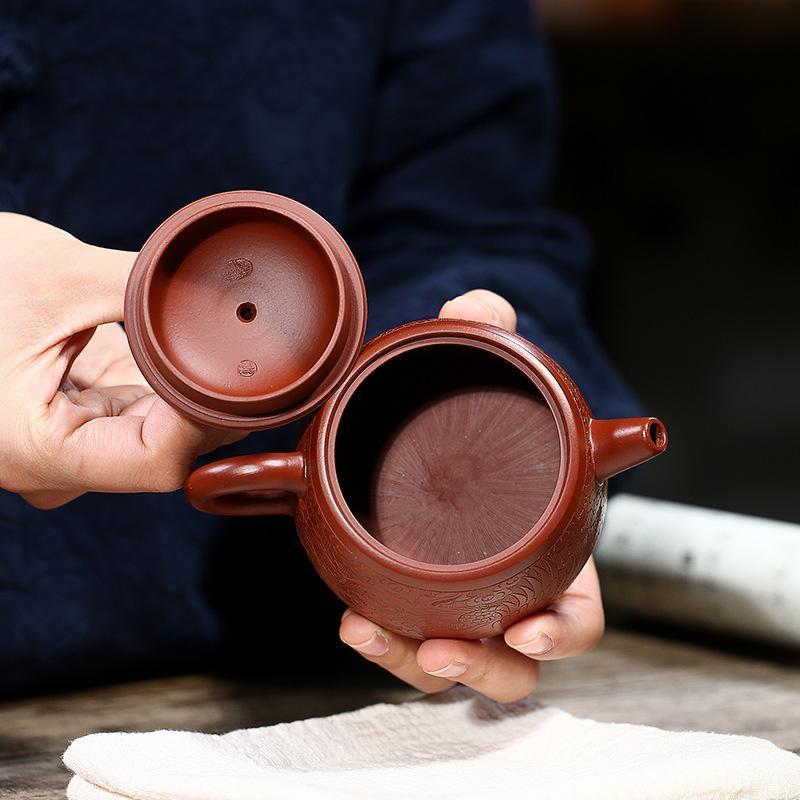 Handmade Yixing Teapot 200cc Purple Clay Zisha Pot Dragon Phoenix Tea Pot-Chinese Style Finds™