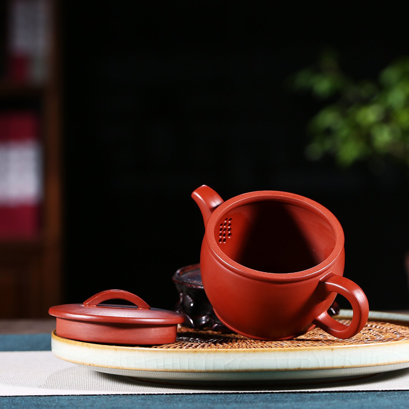 Vintage Chinese Yixing teapot clay set with tea cups and 2024 saucers