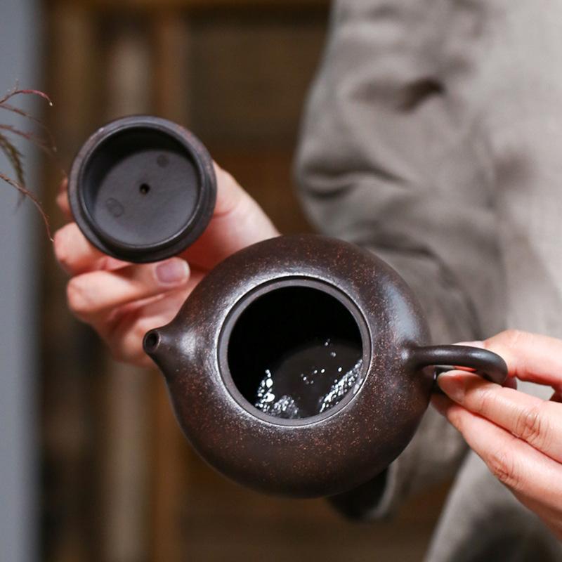 Handmade Yixing Teapot 200cc Purple Clay Zisha Pot Xishi Tea Pot Black Clay-Chinese Style Finds™