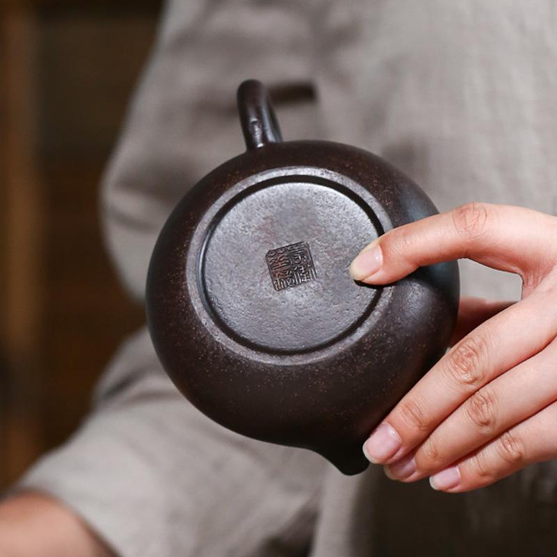 Handmade Yixing Teapot 200cc Purple Clay Zisha Pot Xishi Tea Pot Black Clay-Chinese Style Finds™