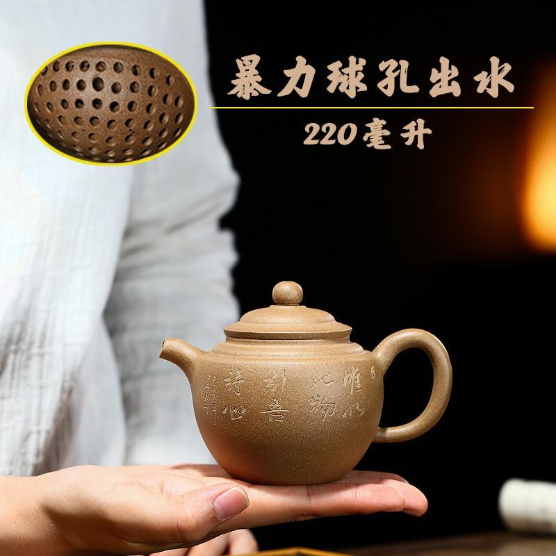 Handmade Yixing Teapot 220cc Purple Clay Zisha Pot Carving Duan Clay Tea Pot-Chinese Style Finds™